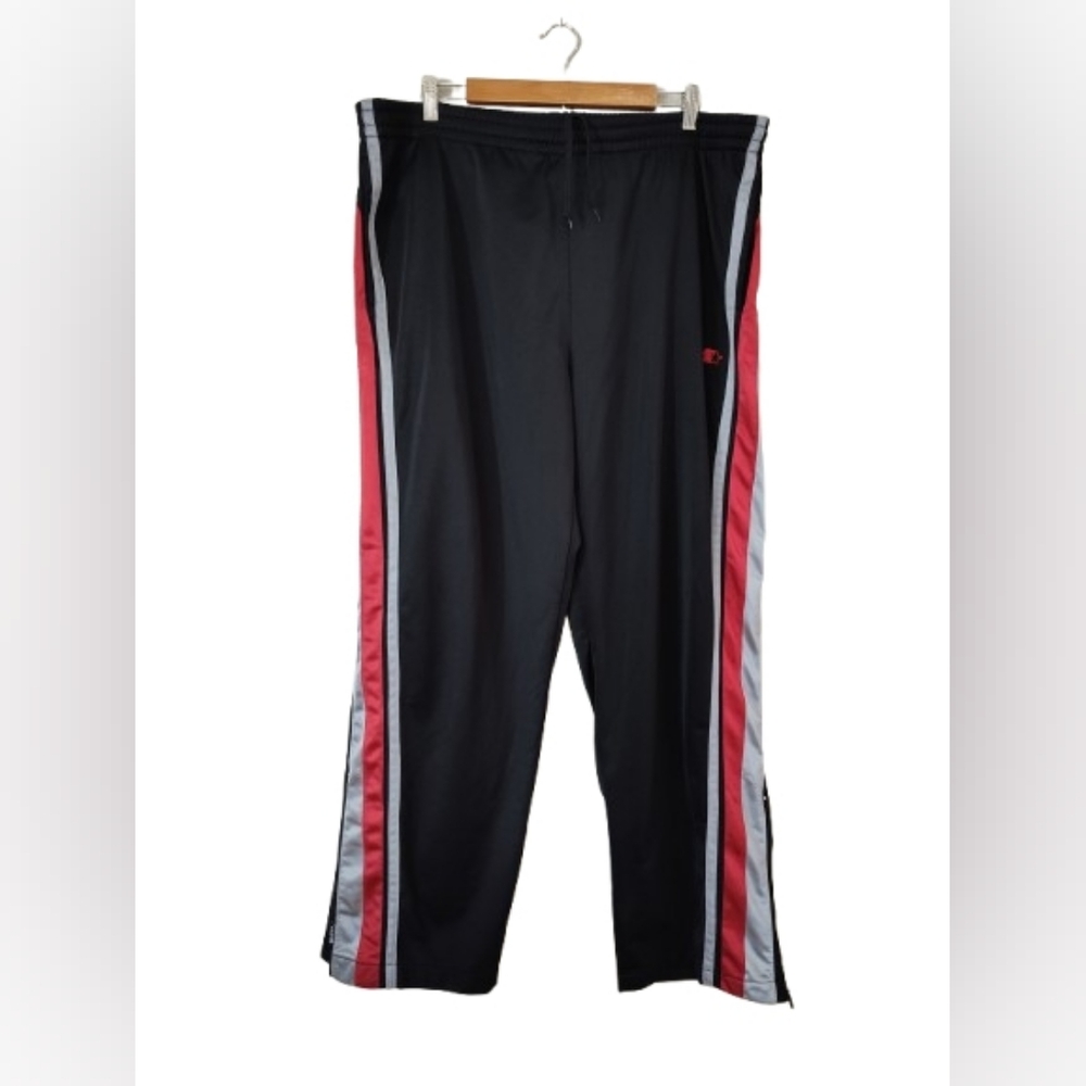 Starter Black Track Pants with Red and Gray Stripes Activewear Sport Gym Clothes